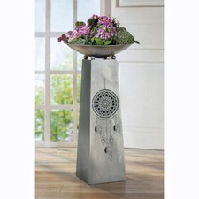 Säule Traumfänger mit Schale Metall silber-antik (G67431) Schalenständer 