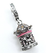 Charm passend für Pandora Armband "Karussell" Pferde Emaille Zirkonia 925 Silber