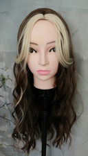 LANGE COSPLAY  PERÜCKE MIT  WELLEN UND STRÄHNCHEN  - SCHWARZ BLOND   NEU