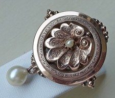 Königliche Brosche Anhänger Vintage aus 14Kt 585 Gold mit Perle Vintage ♦️ 8988