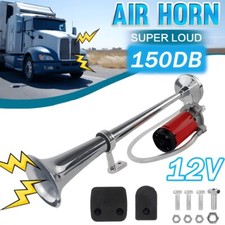 150DB 12V Fanfare Hupe Druckluft Horn Nebelhorn Chrom mit Kompressor PKW LKW-