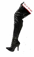 Overknee High Heels schwarz weiter Schaft Gr 36-46 mit Schnürung