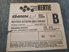 Ticket Friendly  Eintracht Frankfurt  - Roter Stern Belgrad 1977