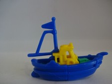 Miniatur Schiffe / Blaues Fischerboot mit gelben Gehäuse