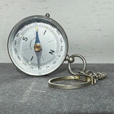 alter Kompass Vintage Schlüsselanhänger Peilkompass Sammler D~4cm Taschenkompass
