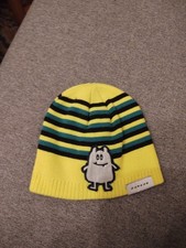 Mütze grün gestreift mit Reflektor Monster für die Dunkle Jahreszeit Kind