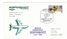 DDR "INTERFLUG" AEROFLOT Erstflug SoSt Berlin nach Leningrad 2.4.85 "IL 86" !!