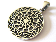 Sonnenrad 925'er Silber Ketten Anhänger schwarze Sonne      / x054