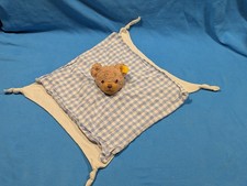 STEIFF RARITÄT  BÄR SCHMUSETUCH KUSCHELTUCH COMFORTER SCHNUFFELTUCH BLAU KARIERT