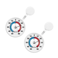 2 Stück Fensterthermometer selbstklebend rund Außen Fenster Analog Thermometer