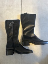 Damen Stiefel Schwarz Leder