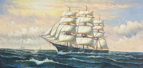 ölgemälde 60x120 segelschiff - Ölgemälde,