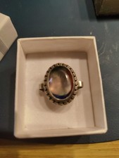 Ring Jugendstil mit grossem Rheinkiesel  Silber