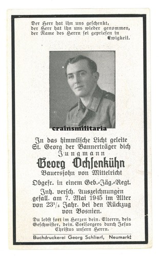 Orig sterbebild gebirgsjäger - orig.,