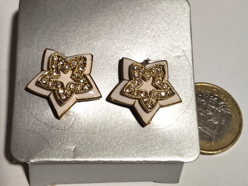Ohrclips creme doppelter stern - ohrclips,