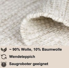 Teppich Wooly Dream rund 150 cm reine Wolle Handgewebt Natur meliert weich