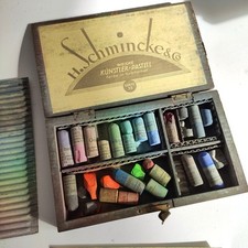 Antiker Schmincke Künstler-Pastellkasten Sorte 33 Originalbox kunst farben alt