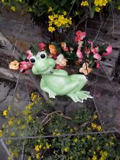 Figur  Niedlicher Frosch lustiger Wetterfrosch Keramik glasiert 16 x12cm Deko
