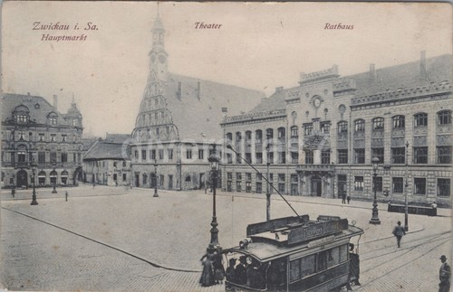 Zwickau hauptmarkt theater - ak,,