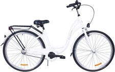 Fahrrad Damen 28 Zoll Damenrad mit Korb LED Licht Retro Weiß Citybike Metallkorb