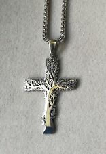 Lebensbaum Kreuz Anhänger Kette Edelstahl Silber Gold Baum Des Lebens Weltenbaum