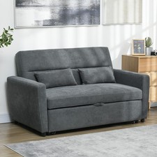 HOMCOM Schlafsofa, Sofa mit Bettfunktion, Wurfkissen, Samtoptik für Wohnzimmer