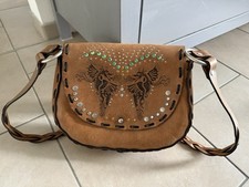 Esprit Echte Ledertasche (Rind) 28 X 23 cm Braun Rarität Glitzersteine