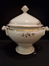 Antik Große Suppenterrine Suppen-Schüssel-Terrine   mit Fuß 