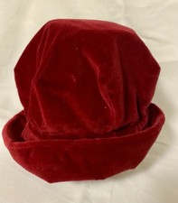 VINTAGE – Damenhut, rot, Samt, Durchmesser 18 cm, Baumwolle