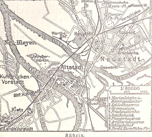 Alte lithographie küstrin - alte,