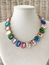 Damenkette Statement Collier Halskette Kurz Blogger Modeschmuck Goldfarben Bunt