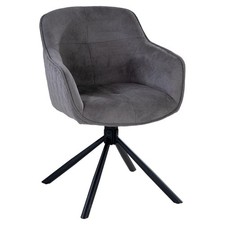 Esszimmerstuhl Polsterstuhl Armlehnstuhl Drehbar Grau Schwarz Webstoff Metall