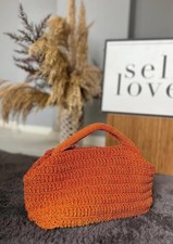 Handgemachte Flechttasche Häkel Tasche – Boho Style  Orange Clutch Tasche