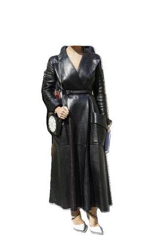 Schwarzer leder trenchcoat - leder,