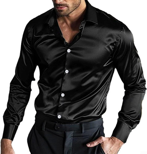 Herrenhemd satin seide - herrenhemd,,