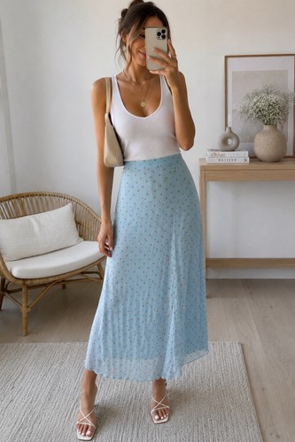 Zara midirock hellblau beige - zara,