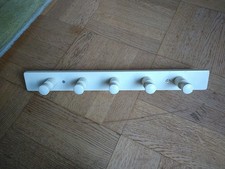 Garderobe Hakenleiste 5 Aufhänger Holz Weiß an die Wand 55 cm breit alte 