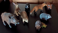 Papo Schleich Wildschwein Fuchs Igel Hase Dachs Biber  8 Tiere UNBESPIELT !