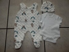 Babystrampler creme mit Bären in ver.  Größen mit Füßchen, Body o. T-Shirt