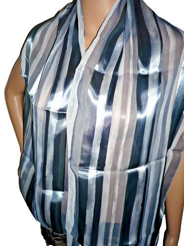 Chiffon satin schal silber - satin,