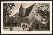 Jena, Universität mit Straße und Passanten, Ansichtskarte 1920 