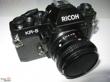 Ricoh SLR-Kamera KR-5 Spiegelreflex Objektiv Rikonar 1:2,2 / 55 mm lens