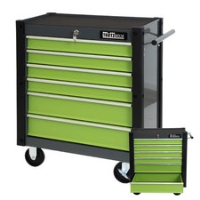 Werkzeugwagen Rollcontainer Werkstattwagen 78 x 64 cm 6 Schubladen Garage grün