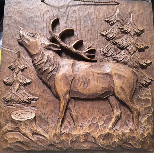 Holzbild röhrende hirsch - röhrende, 3d