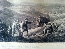 Antike 1838 Stahlstich Goslar Harz Rammelsberg L. Richter/Woods Gegend um Goslar