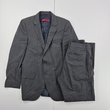 Boss Anzug Brustumfang 34 Reg Grau Hose W32 L31 Smart Wolle Aamon Hago