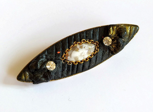 Brosche navette form strass - in,