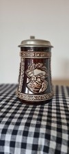 Vintage Bierkrug mit Zinndeckel / MR Marzi & Remy / Keramik