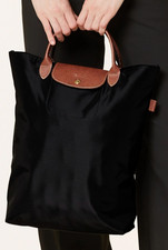 LONGCHAMP  le pliage shopper / Schwarz / Synthetik / Leder