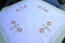 Neuwertige Mitteldecke Handarbeit  Lupenstickerei Tischdecke Weiß 80 x 80 cm  16
